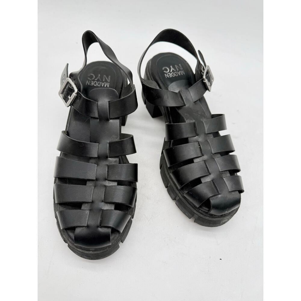 Madden NYC Black Chunky Fisherman Platform Sandals Lug Sole Women's 8.5 - Picture 5 of 10